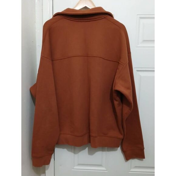 Ninety percent womens xl oversized 100% organic cotton sweatshirt rust brown - Picture 5 of 10